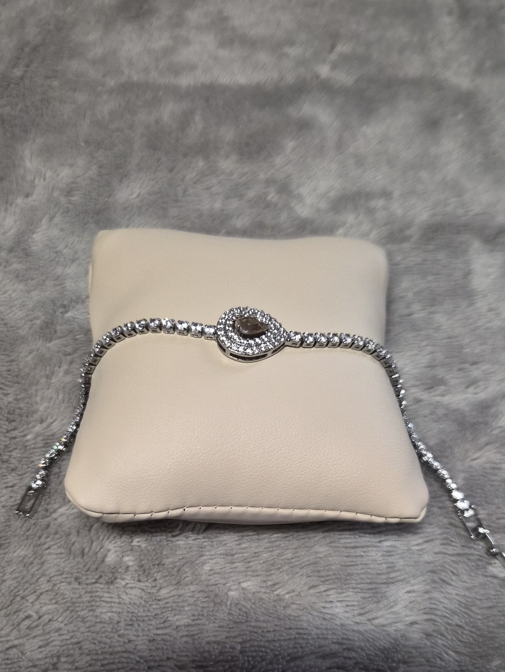 Silver Crystal Drop Bracelet -